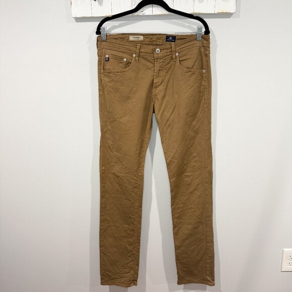AG Adriano Goldschmied Matchbox Pants Size 32 Slim Straight Dark Tan BM6819EU